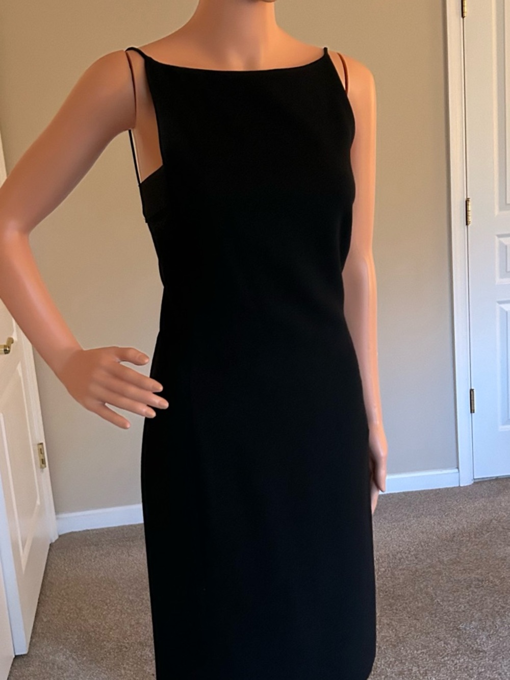 Emporio Armani Black Midi Slip Dress with Delicate Straps